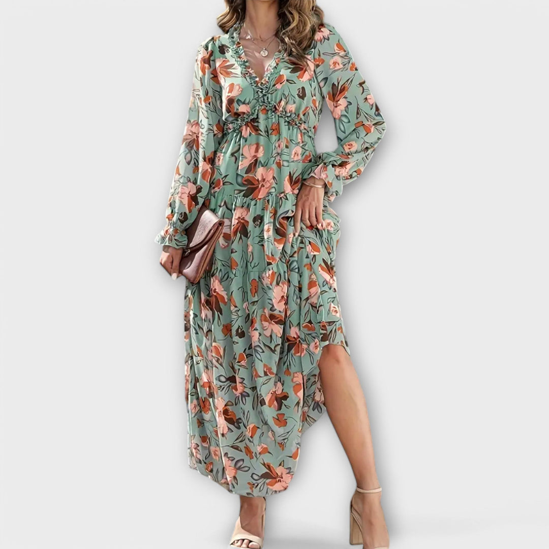 Juno | Elegant V-Neck Floral Dress