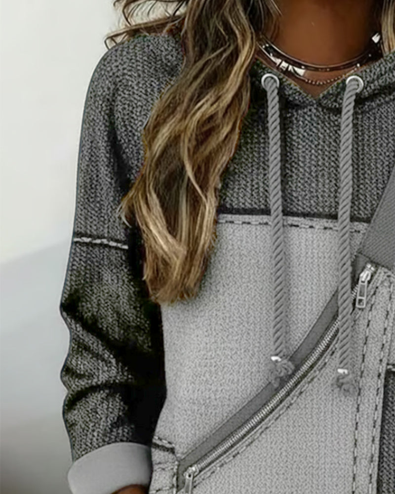 Elegant Color Block Hoodie