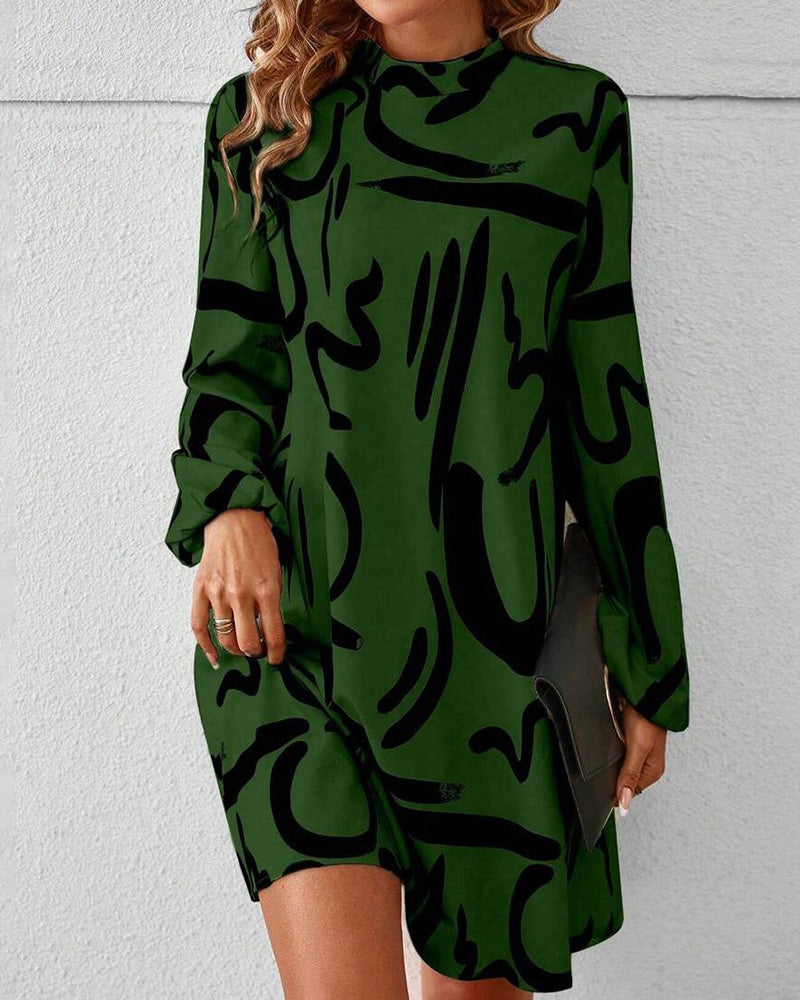 Trendy Geometric Print Contrast Dress