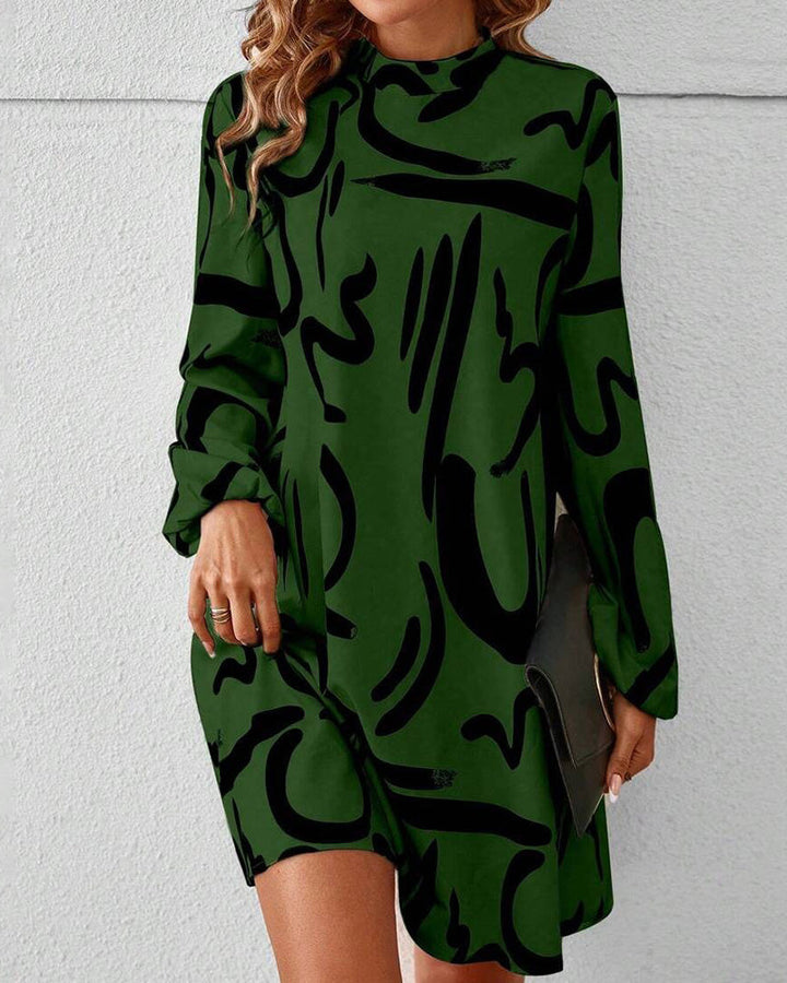 Trendy Geometric Print Contrast Dress