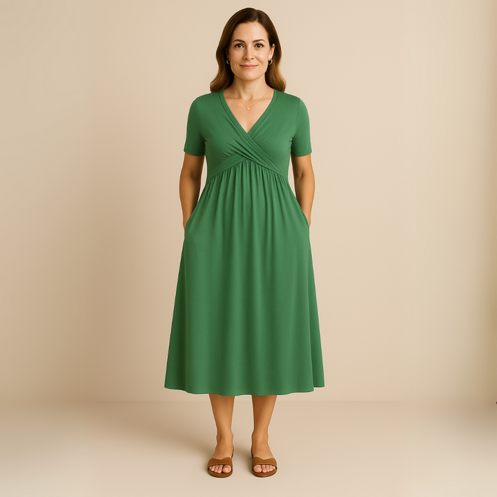 Anny | Stylish V-Neck Midi Dress