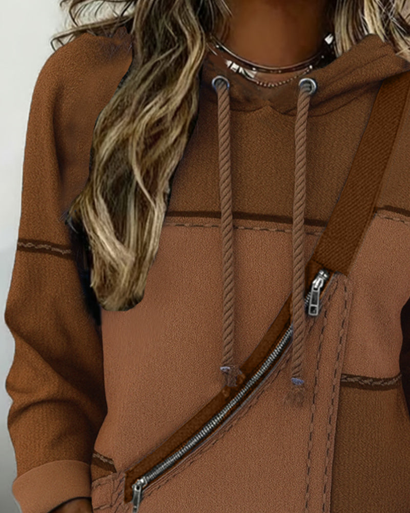 Elegant Color Block Hoodie