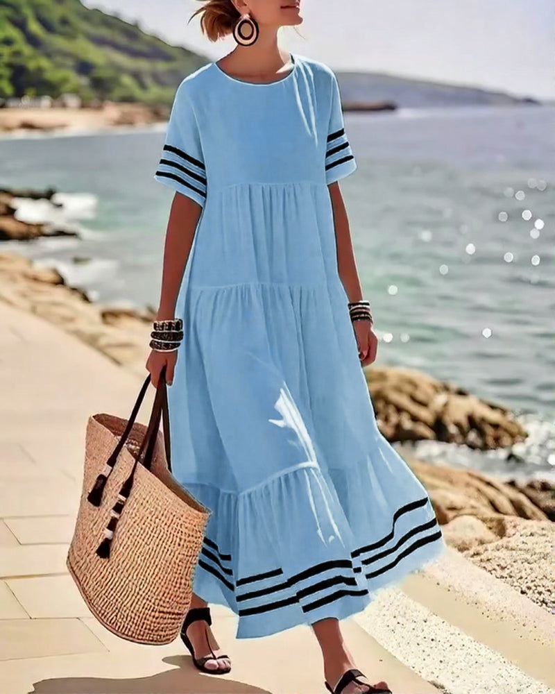 Trendy Vacation Dress Short Sleeves