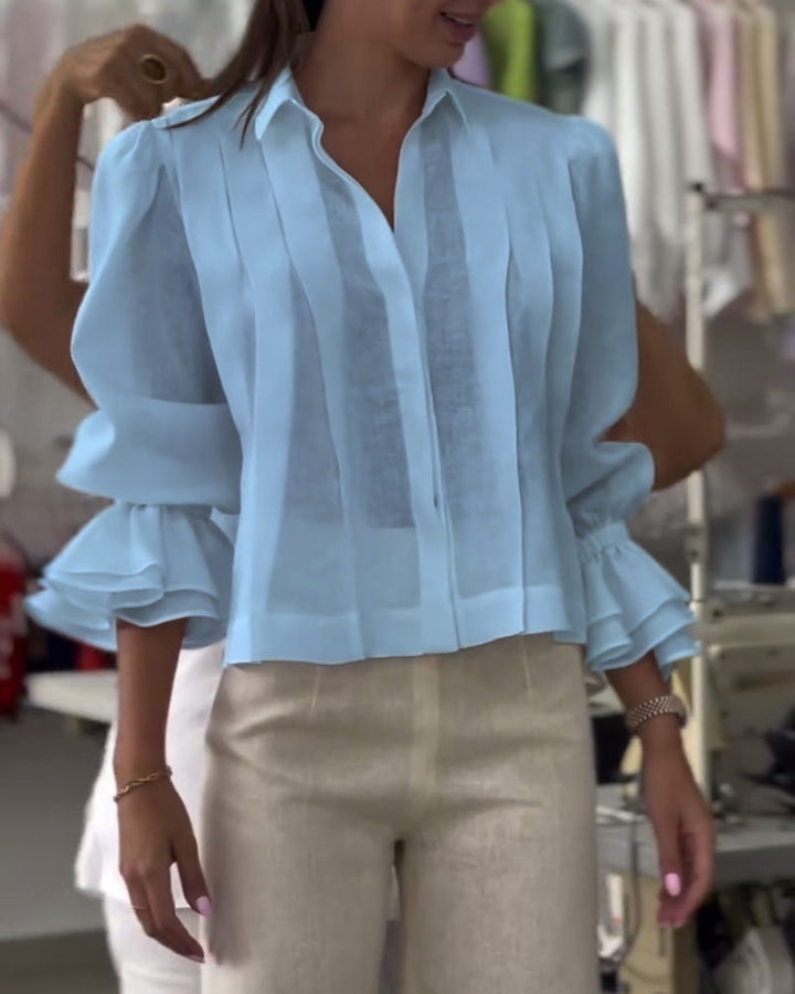 Puff Sleeve Ruffled Shirt