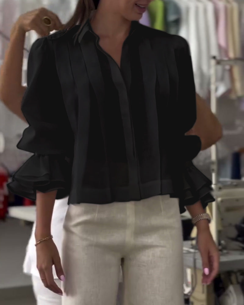 Puff Sleeve Ruffled Shirt