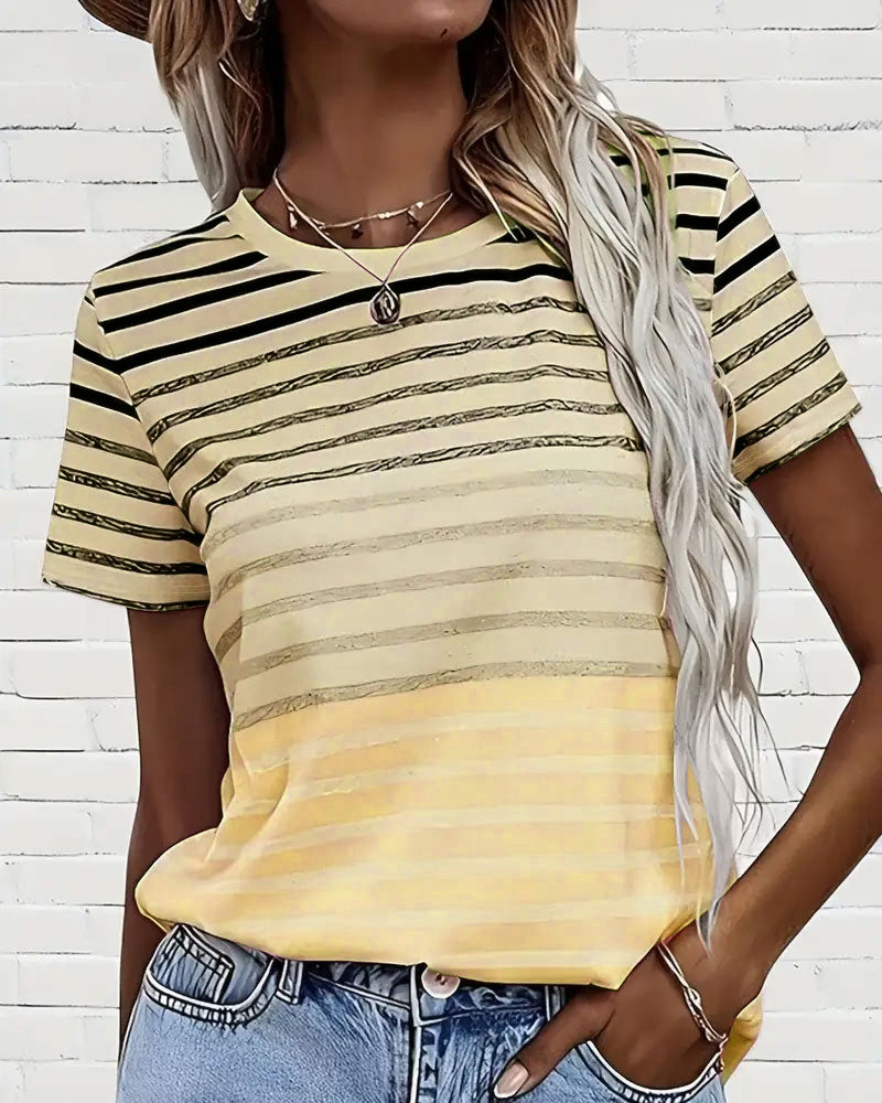 Evelyn – T-Shirt Round Neck Short Sleeve Striped