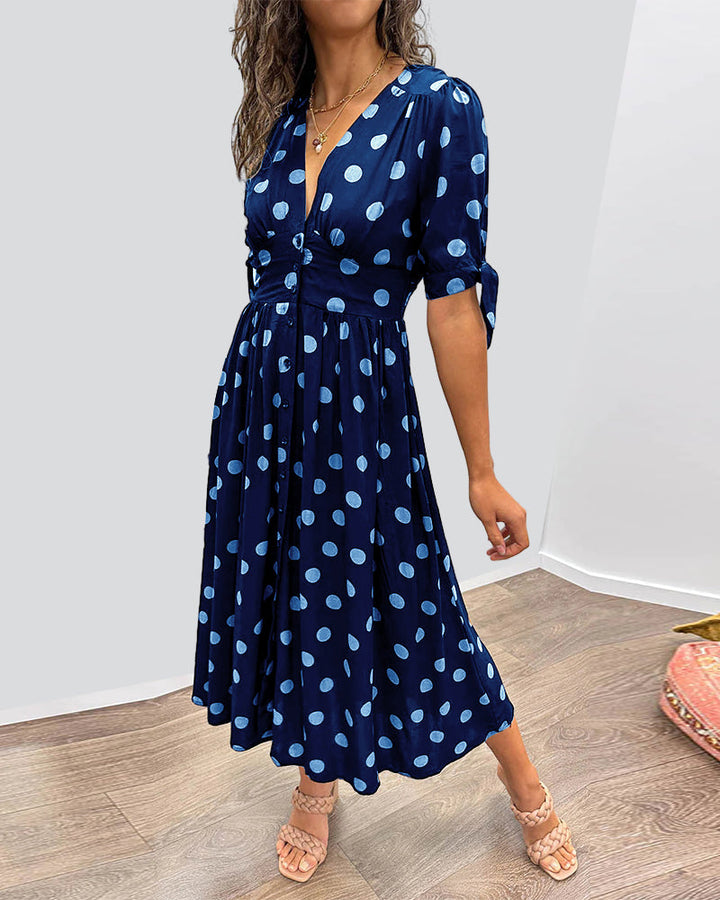 Monique™ | Elegant Polka Dot Dress