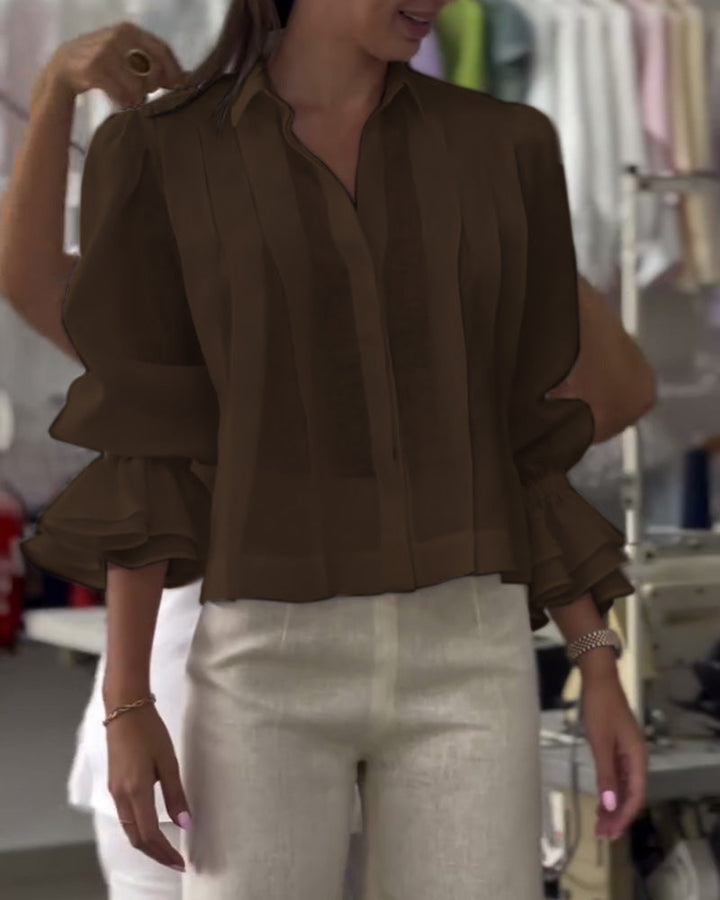 Puff Sleeve Ruffled Shirt