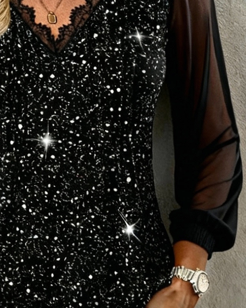 Trendy Long Sleeve Blouse with V-Neck