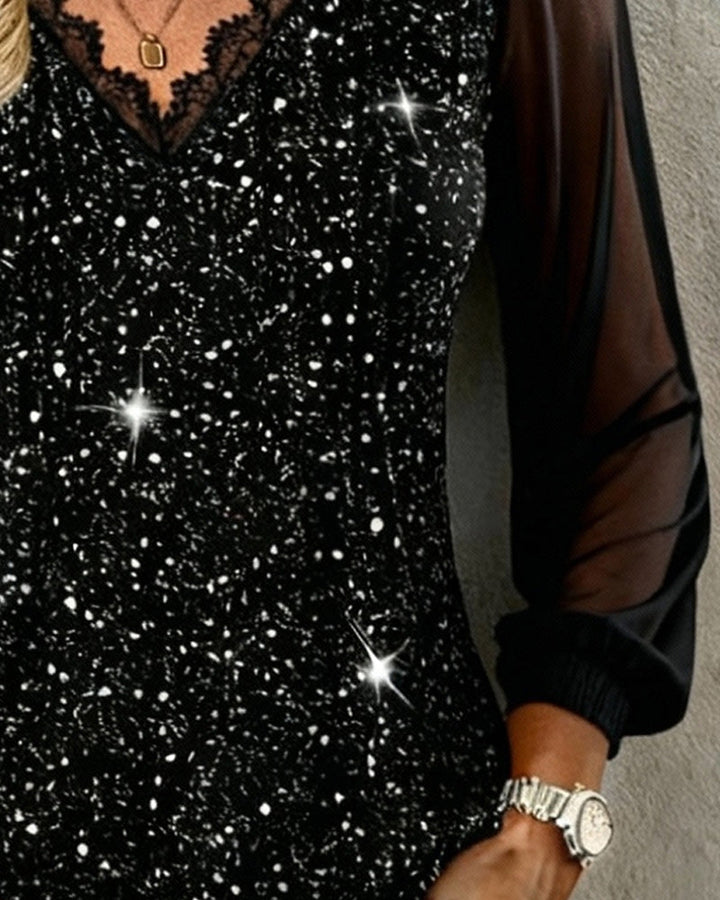 Trendy Long Sleeve Blouse with V-Neck