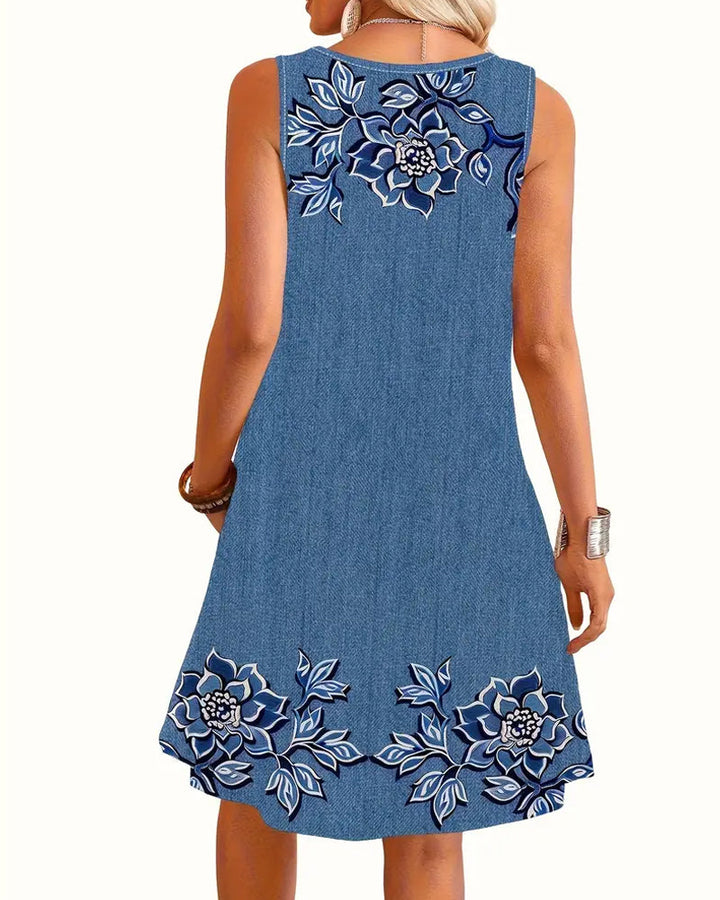 Sleeveless Denim Imitation Dress