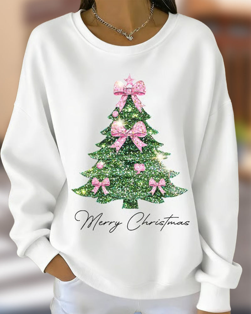 Christmas Printed Long Sleeve Crew Neck Sweatshirt