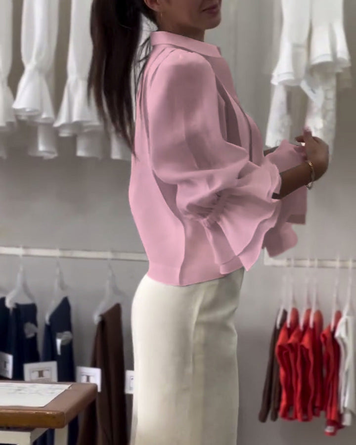 Puff Sleeve Ruffled Shirt