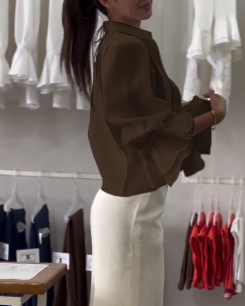 Puff Sleeve Ruffled Shirt