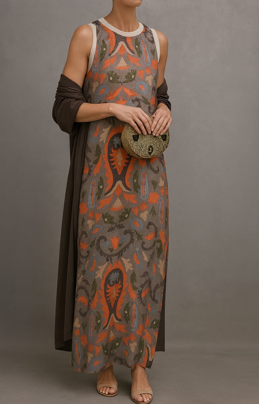 Raffaella | Elegant Long Dress with Coordinated Stole
