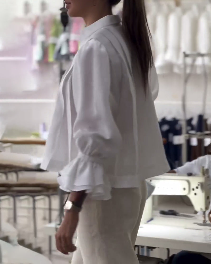 Puff Sleeve Ruffled Shirt