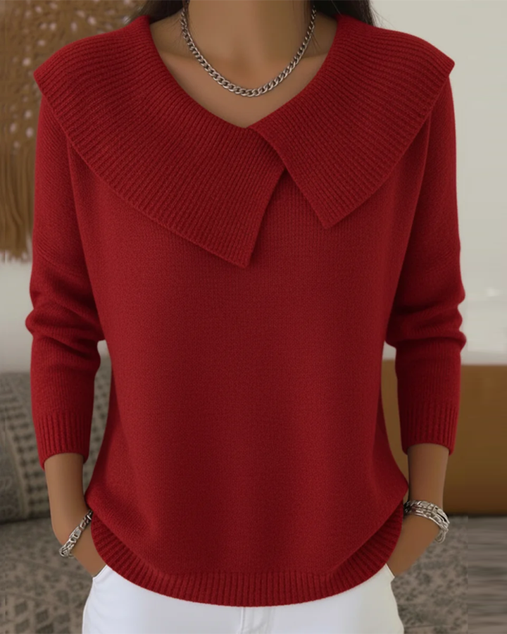 Solid Color Long Sleeve Baby Collar Sweater
