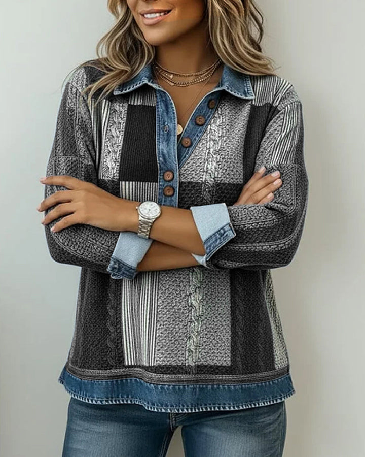 Long Sleeve Sweatshirt with Color Block Print