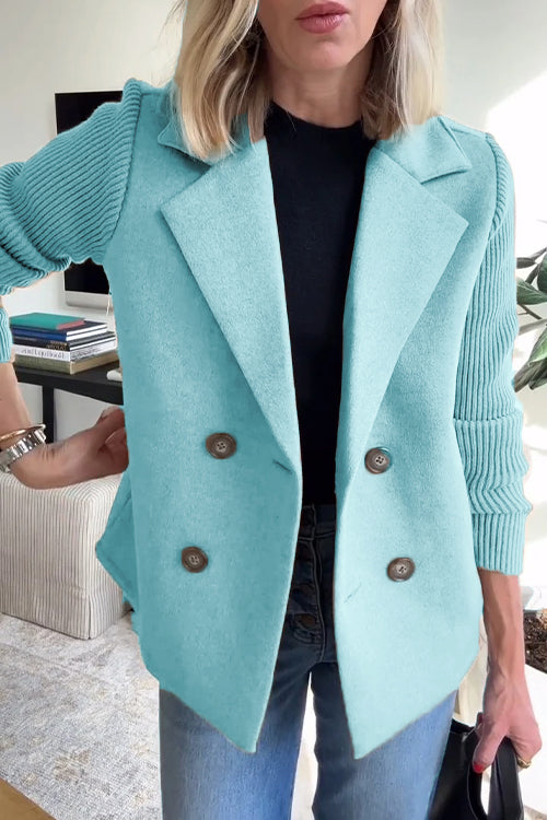 Lenora - Premium Chic Knit-Sleeve Blazer