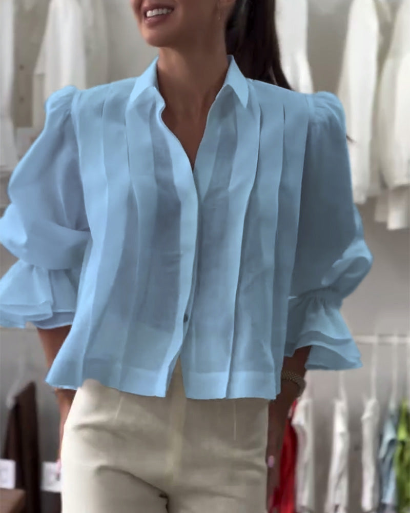 Puff Sleeve Ruffled Shirt