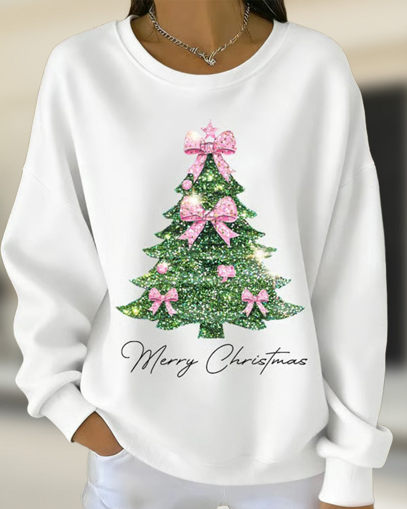 Christmas Printed Long Sleeve Crew Neck Sweatshirt