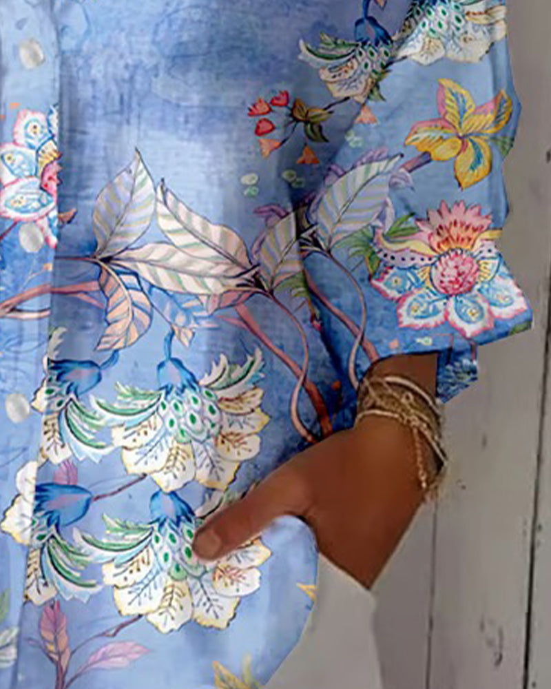 Fashion Printed Shirt with Lapel Collar