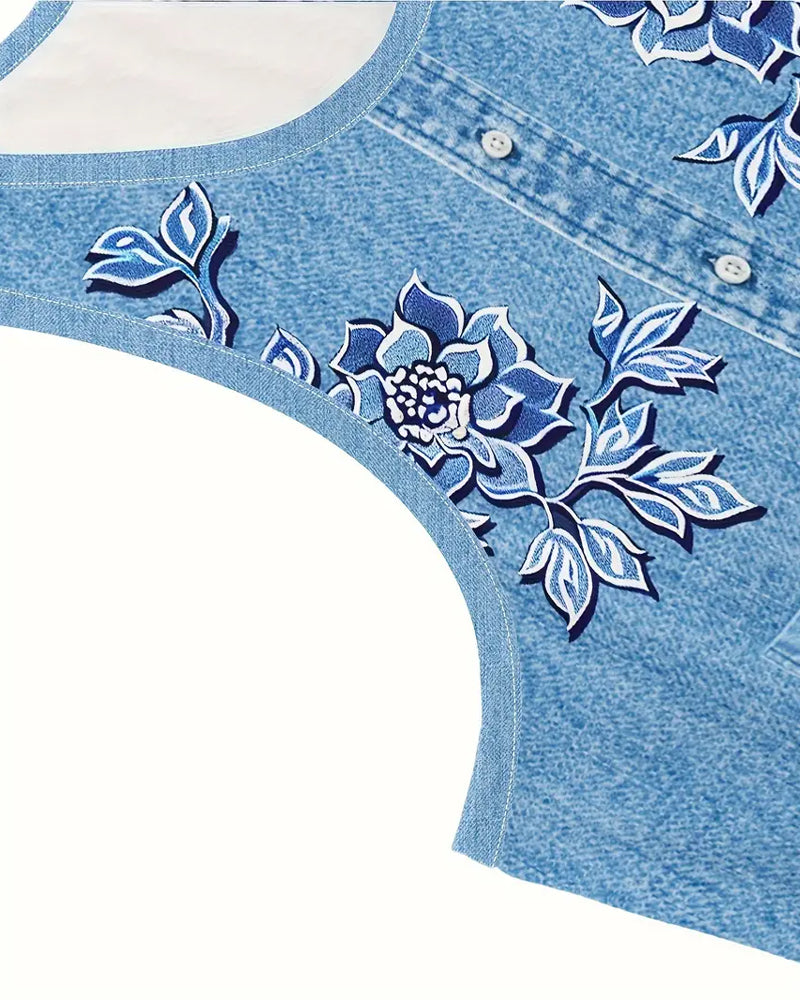 Sleeveless Denim Imitation Dress