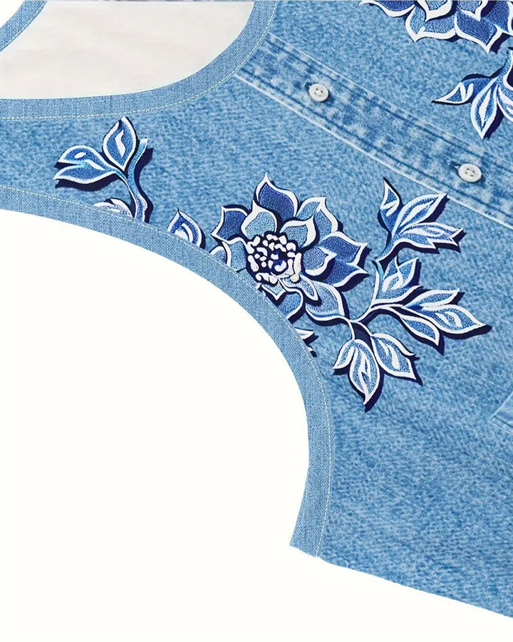 Sleeveless Denim Imitation Dress