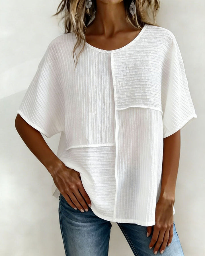 Textured Vertical Patchwork Loose Top