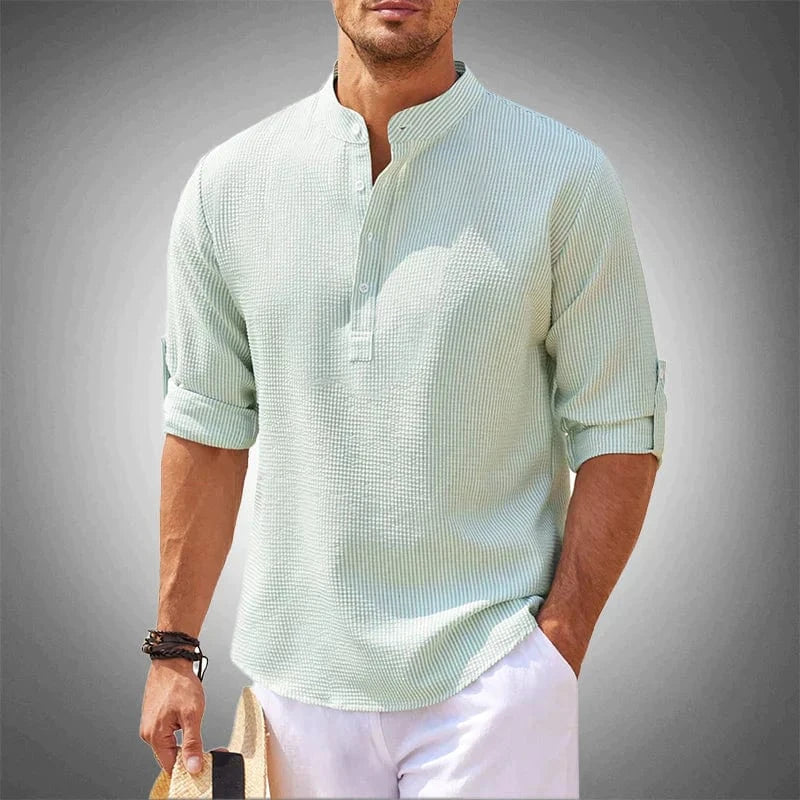 KORA – TEXTURED HENLEY COLLAR WAFFLE SHIRT