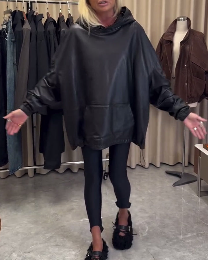 Ample Faux Leather Hoodie
