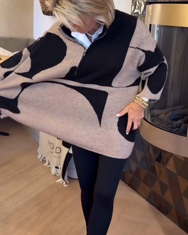 Half-Zip Sweater with High Collar Trendy