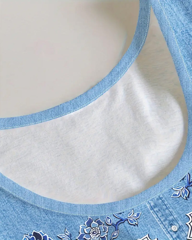 Sleeveless Denim Imitation Dress