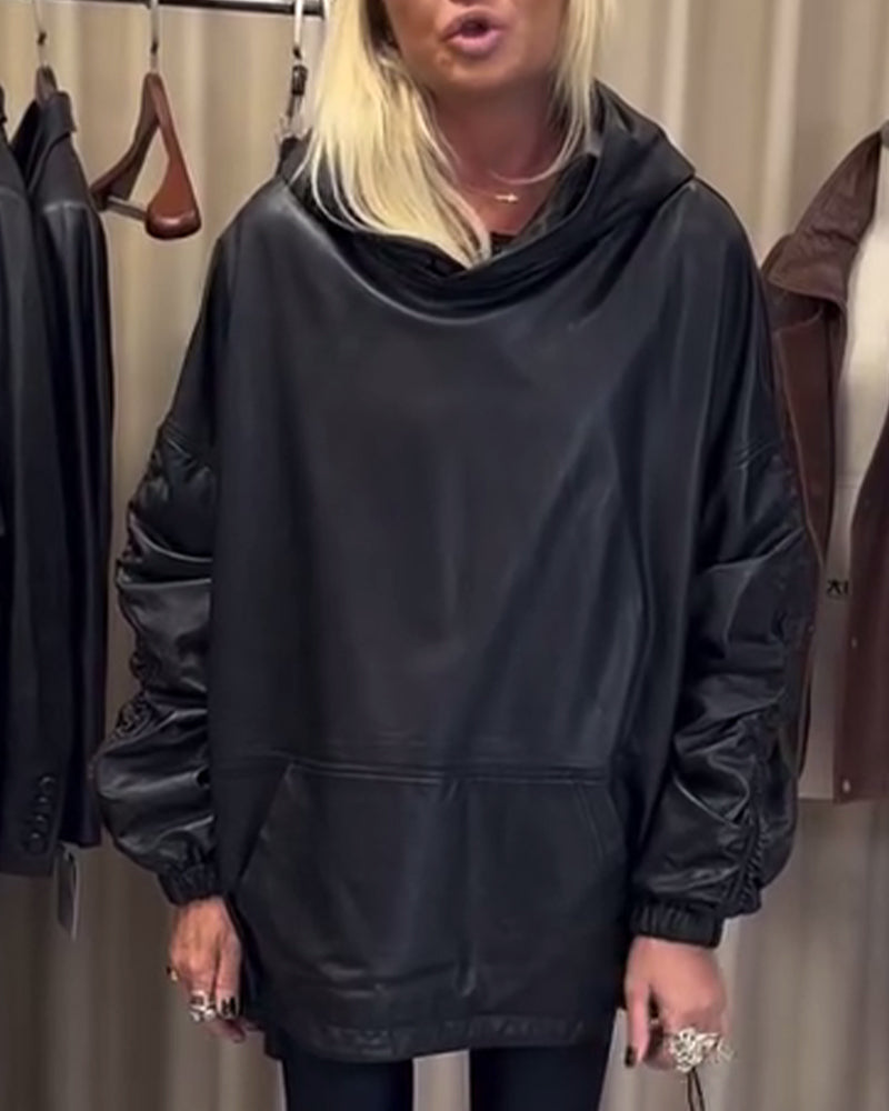 Ample Faux Leather Hoodie