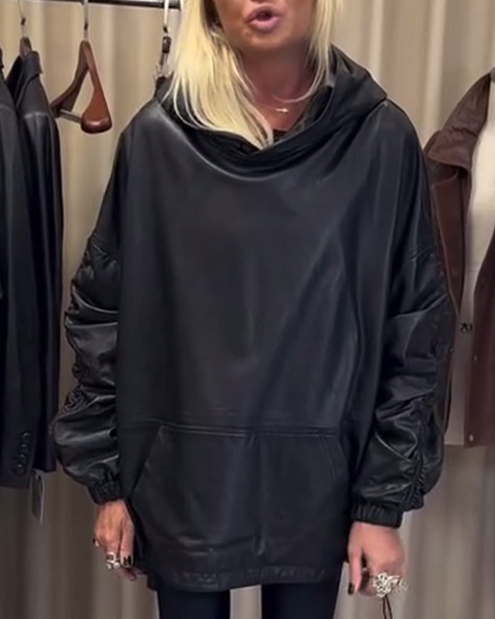 Ample Faux Leather Hoodie