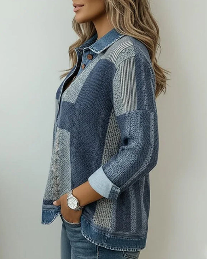 Long Sleeve Sweatshirt with Color Block Print