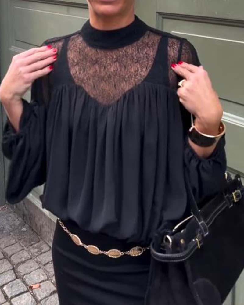 Blouse with Loose Fit Batwing Sleeve Design and Elegant Vibe