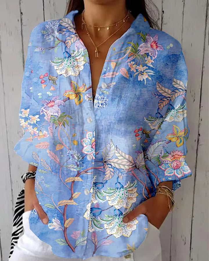 Fashion Printed Shirt with Lapel Collar