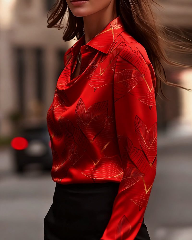 Elegant Satin Long Sleeve Shirt