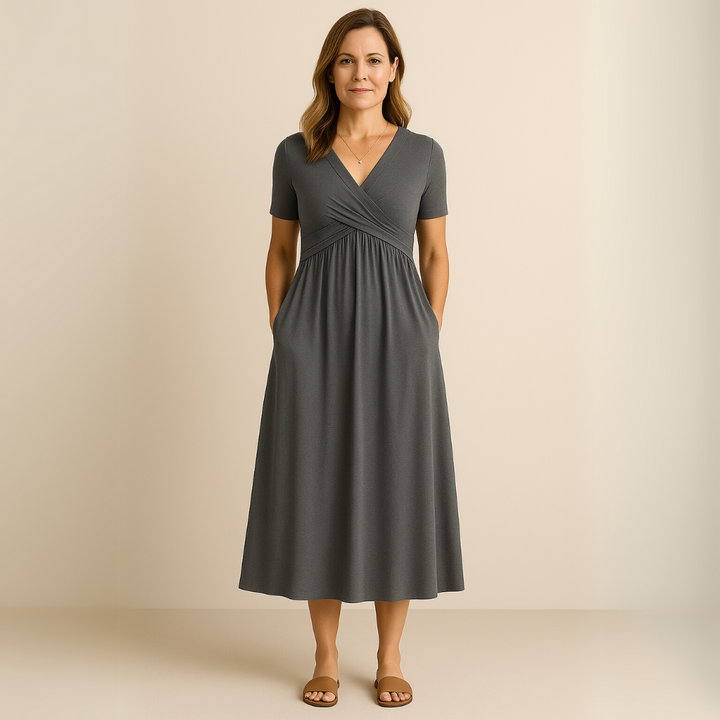 Anny | Stylish V-Neck Midi Dress