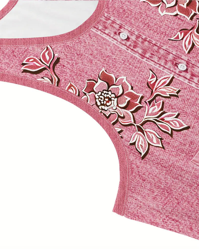 Sleeveless Denim Imitation Dress