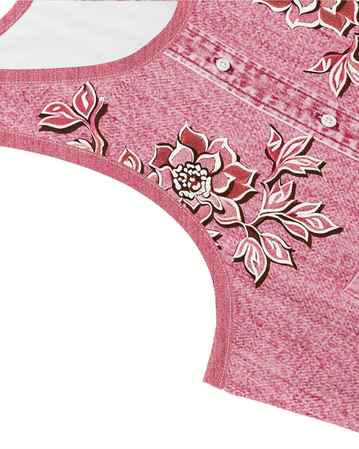 Sleeveless Denim Imitation Dress