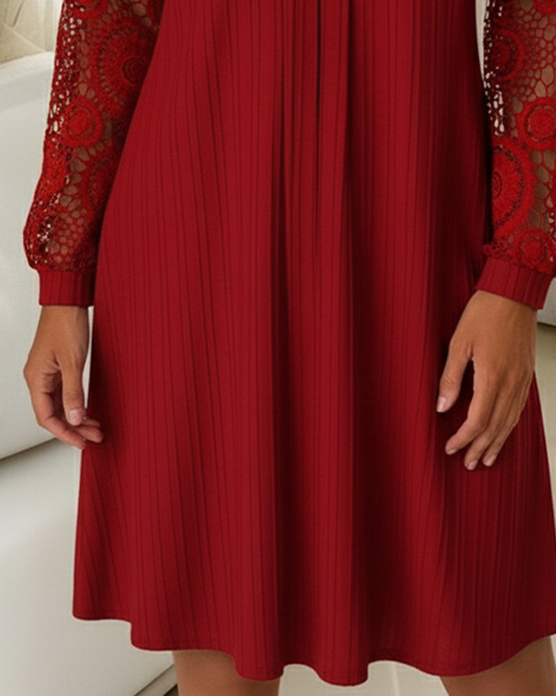 Lace Patchwork V-Neck Dress