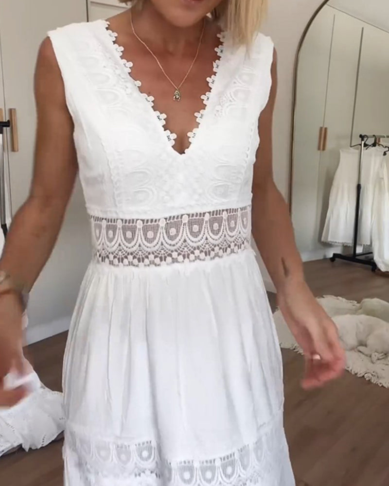 V-neck Lace Tank Dress