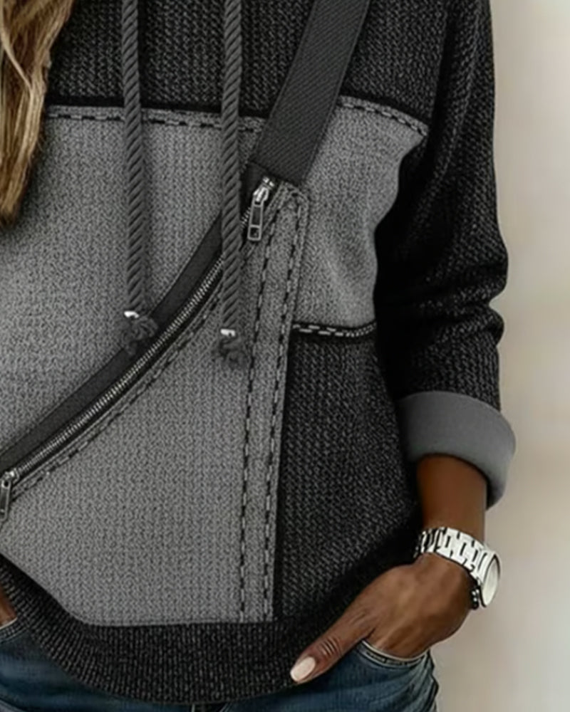 Elegant Color Block Hoodie