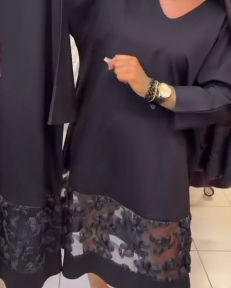 Stylish Dress with Bow at the Back and V-Neck