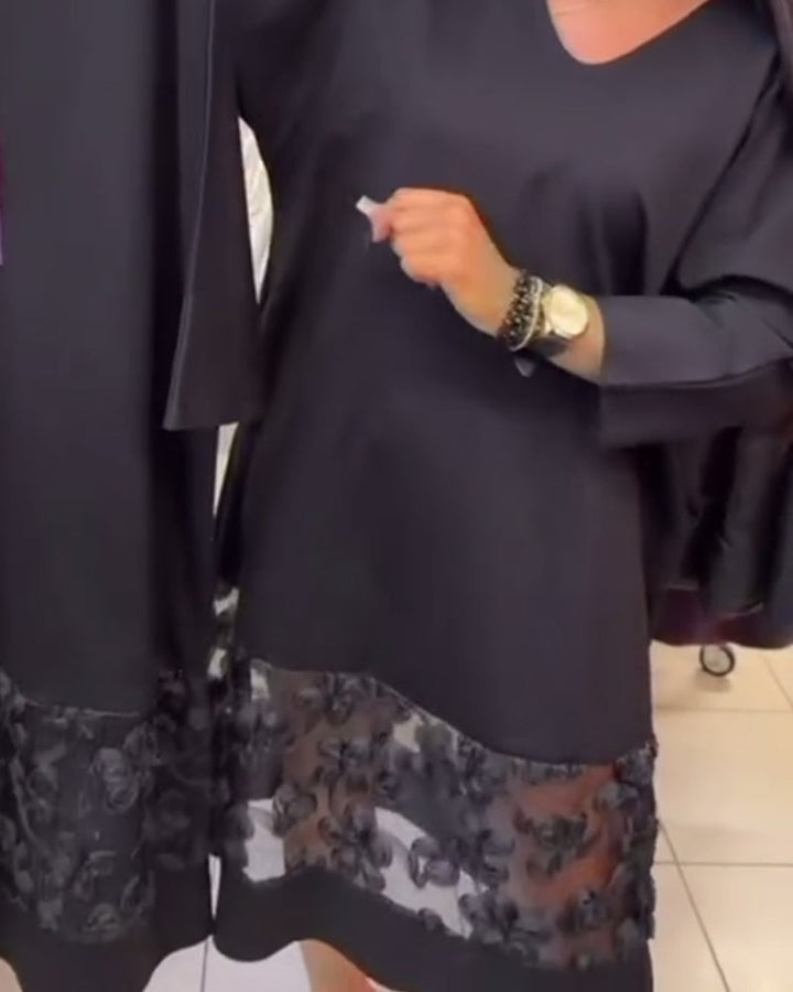 Stylish Dress with Bow at the Back and V-Neck