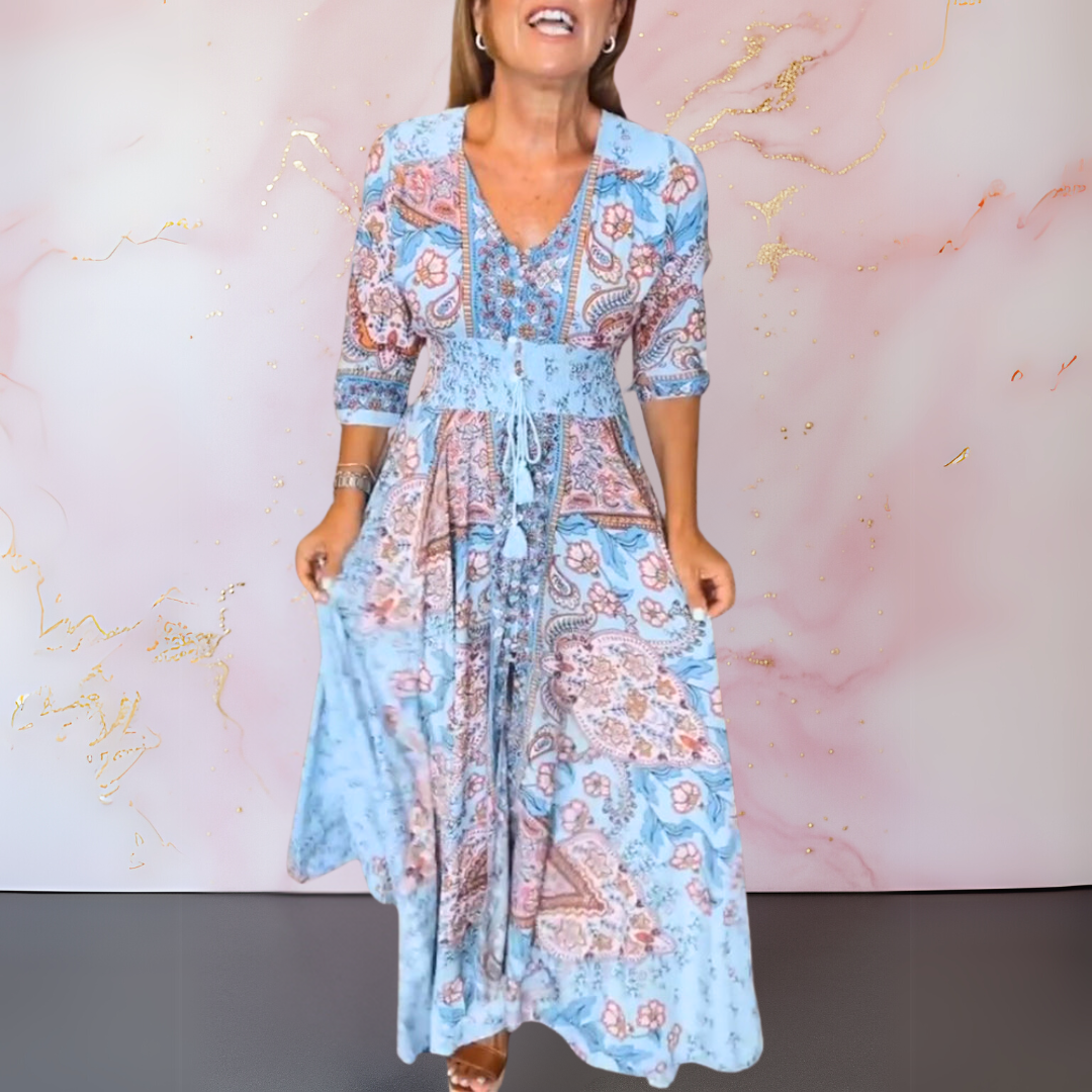 Sarah™ | Elegant summer dress with V-neck