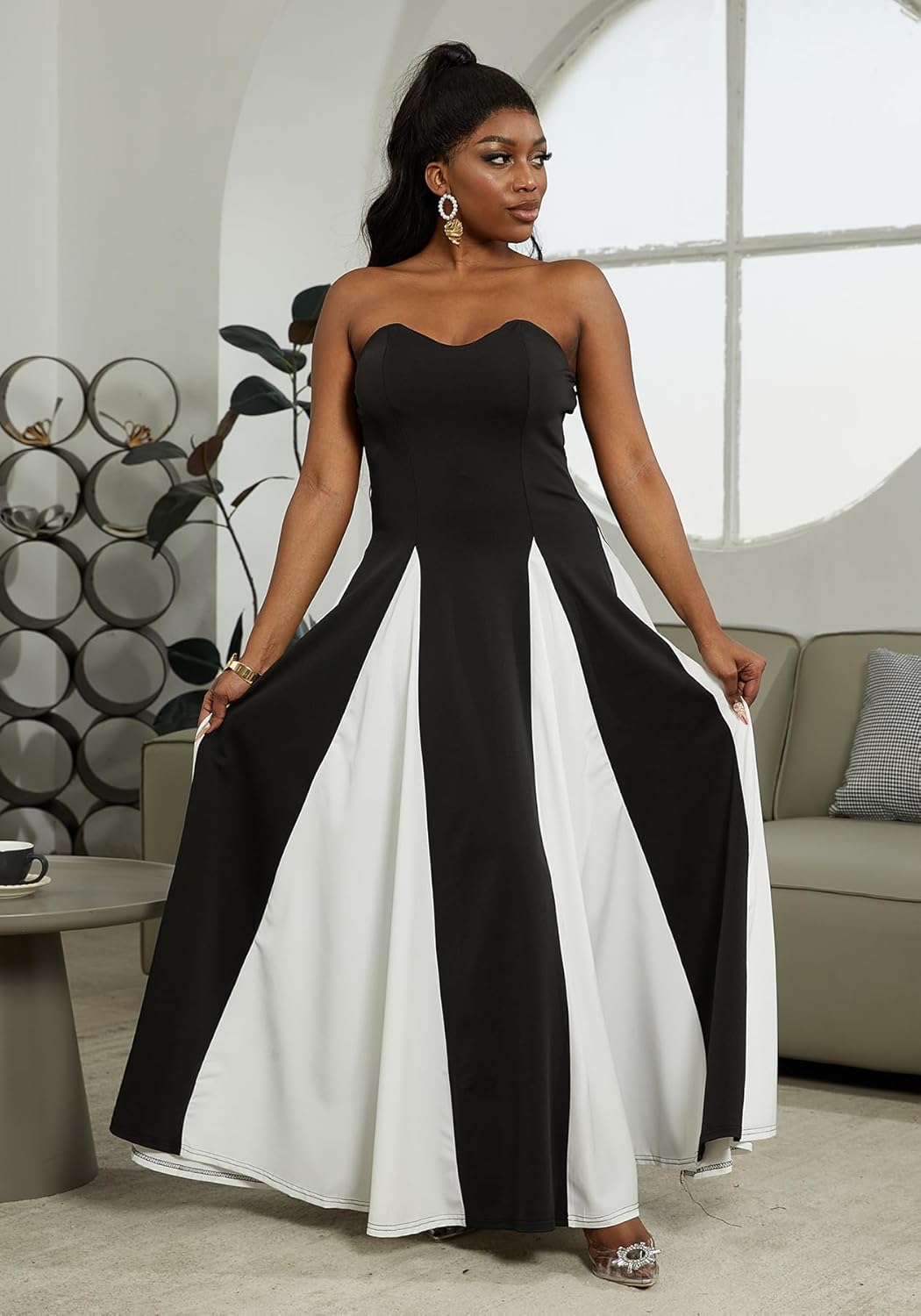 Amelia | Elegant Contrast Maxi Dress