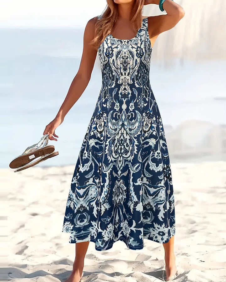 Sleeveless Trendy Printed Vacation Dress
